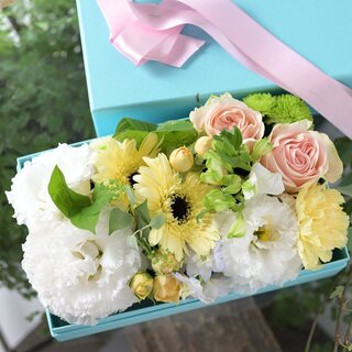 敬老の日　BOXフラワーS　水色箱
