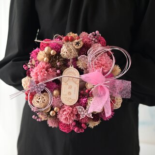 しめ飾り「迎春リース　薄紅色」　