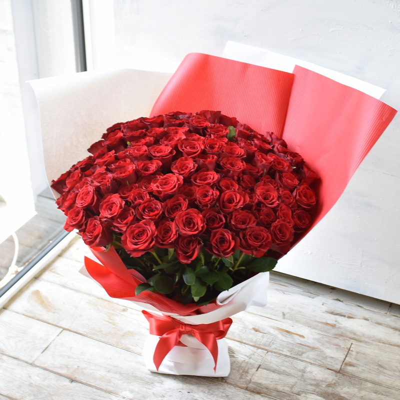 赤い薔薇　ミクストメディア　ホワイト額入り ワンダースローズ 大輪赤バラ花束 12本 結婚式 結婚記念日 薔薇