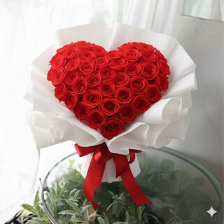 ハートのブーケ｜お花を贈る｜札幌の花屋｜さとうはなみつ｜9年連続