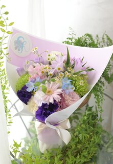 　母の日ギフト　ジェルブーケ　パープルミックス（そのまま飾れる花束）