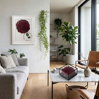 押し花Mフレンチスタイル+クリアBOX20ローズのセット(赤いバラ45本〜50本でお作りします。)