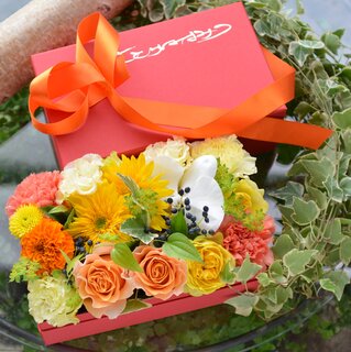 敬老の日　BOXフラワーS　赤箱